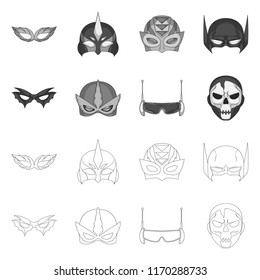 Isolated object of hero and mask logo. Set of hero and superhero stock symbol for web.