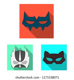 Isolated object of hero and mask logo. Set of hero and superhero stock vector illustration.