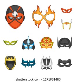 Isolated object of hero and mask logo. Set of hero and superhero vector icon for stock.