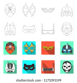 Isolated object of hero and mask logo. Set of hero and superhero stock symbol for web.