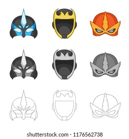 Isolated object of hero and mask logo. Set of hero and superhero stock symbol for web.