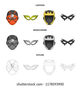 Isolated object of hero and mask logo. Collection of hero and superhero stock symbol for web.