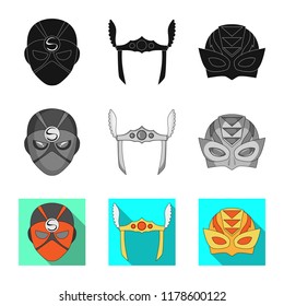 Isolated object of hero and mask logo. Collection of hero and superhero stock symbol for web.