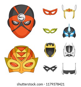 Isolated object of hero and mask logo. Set of hero and superhero vector icon for stock.