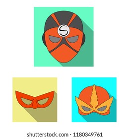 Isolated object of hero and mask logo. Set of hero and superhero stock symbol for web.