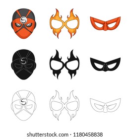 Isolated object of hero and mask logo. Collection of hero and superhero stock vector illustration.