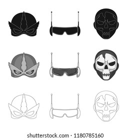 Isolated object of hero and mask logo. Collection of hero and superhero vector icon for stock.