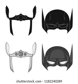 Isolated object of hero and mask logo. Set of hero and superhero stock vector illustration.