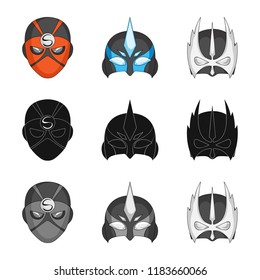 Isolated object of hero and mask logo. Set of hero and superhero vector icon for stock.