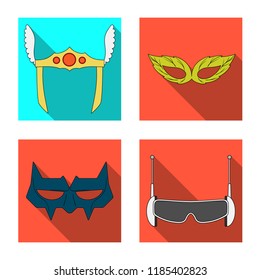 Isolated object of hero and mask logo. Collection of hero and superhero stock symbol for web.