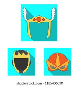 Isolated object of hero and mask logo. Collection of hero and superhero stock vector illustration.