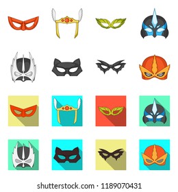 Isolated object of hero and mask logo. Set of hero and superhero vector icon for stock.