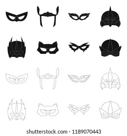 Isolated object of hero and mask logo. Set of hero and superhero stock vector illustration.