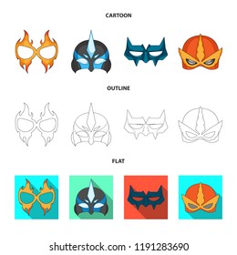 Isolated object of hero and mask logo. Set of hero and superhero stock symbol for web.