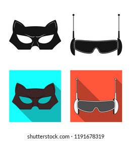 Isolated object of hero and mask logo. Collection of hero and superhero stock symbol for web.