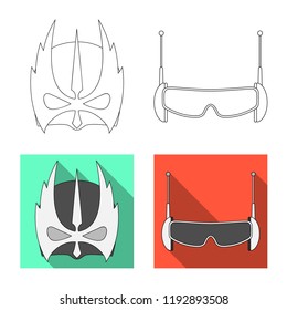 Isolated object of hero and mask logo. Set of hero and superhero vector icon for stock.