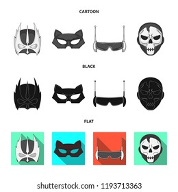 Isolated object of hero and mask logo. Collection of hero and superhero vector icon for stock.