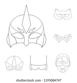 Isolated object of hero and mask logo. Set of hero and superhero stock vector illustration.