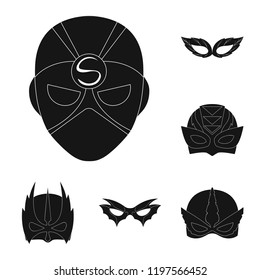 Isolated object of hero and mask logo. Collection of hero and superhero stock symbol for web.