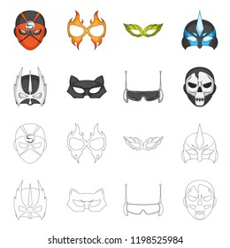 Isolated object of hero and mask logo. Set of hero and superhero vector icon for stock.