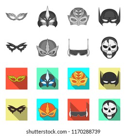 Isolated object of hero and mask sign. Set of hero and superhero vector icon for stock.