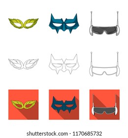 Isolated object of hero and mask sign. Set of hero and superhero stock vector illustration.