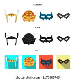 Isolated object of hero and mask sign. Collection of hero and superhero stock vector illustration.