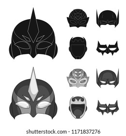 Isolated object of hero and mask sign. Collection of hero and superhero stock vector illustration.