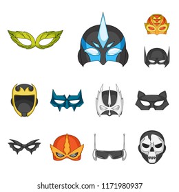 Isolated object of hero and mask sign. Set of hero and superhero stock symbol for web.