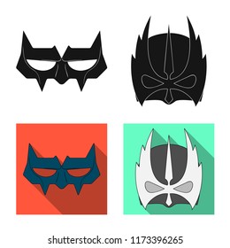 Isolated object of hero and mask sign. Set of hero and superhero vector icon for stock.
