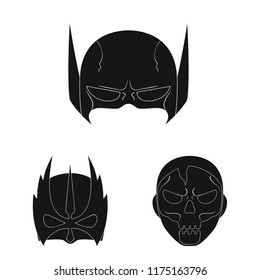 Isolated object of hero and mask sign. Set of hero and superhero vector icon for stock.