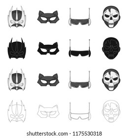 Isolated object of hero and mask sign. Collection of hero and superhero stock symbol for web.