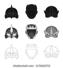 Isolated object of hero and mask sign. Collection of hero and superhero stock vector illustration.