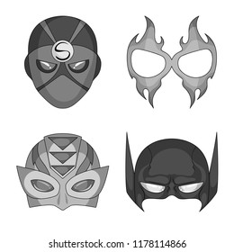 Isolated object of hero and mask sign. Set of hero and superhero stock vector illustration.