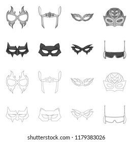 Isolated object of hero and mask sign. Collection of hero and superhero stock vector illustration.
