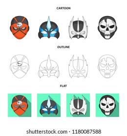 Isolated object of hero and mask sign. Set of hero and superhero stock symbol for web.