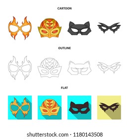 Isolated object of hero and mask sign. Set of hero and superhero vector icon for stock.