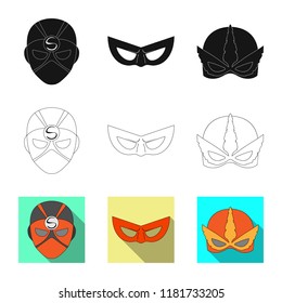 Isolated object of hero and mask sign. Collection of hero and superhero vector icon for stock.