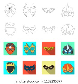 Isolated object of hero and mask sign. Set of hero and superhero stock symbol for web.