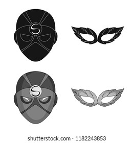 Isolated object of hero and mask sign. Set of hero and superhero stock symbol for web.