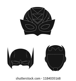 Isolated object of hero and mask sign. Set of hero and superhero vector icon for stock.