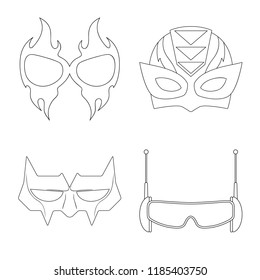 Isolated object of hero and mask sign. Collection of hero and superhero stock vector illustration.