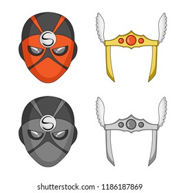 Isolated object of hero and mask sign. Collection of hero and superhero stock symbol for web.