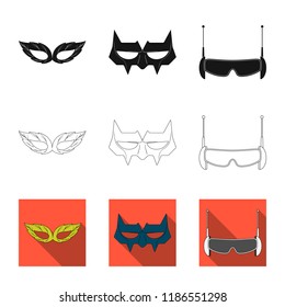 Isolated object of hero and mask sign. Set of hero and superhero vector icon for stock.
