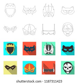 Isolated object of hero and mask sign. Set of hero and superhero vector icon for stock.