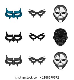 Isolated object of hero and mask sign. Set of hero and superhero stock vector illustration.