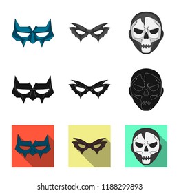 Isolated object of hero and mask sign. Set of hero and superhero stock vector illustration.