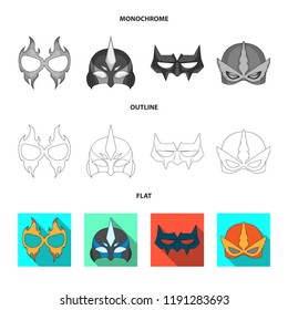 Isolated object of hero and mask sign. Set of hero and superhero stock vector illustration.
