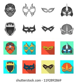 Isolated object of hero and mask sign. Collection of hero and superhero stock symbol for web.