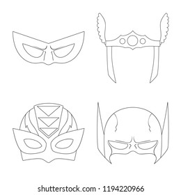 Isolated object of hero and mask sign. Set of hero and superhero stock symbol for web.